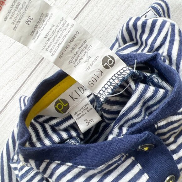 Petit Lem Baby Boy Romper Striped “Surf Paradise” One Piece 3 Months - Picture 2 of 3